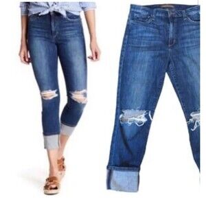 Joe's Jeans The Smith Jeans rolled cropped holy distressed 32" denim pants